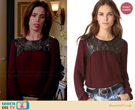 Twelfth Street by Cynthia Vincent Leather Yoke Blouse worn by Ana Ortiz on Devious Maids