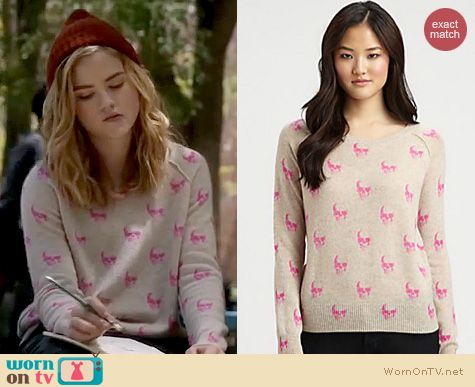 Twisted Fashion: 360 Sweater Skull print sweater in pink worn by Maddie Hasson