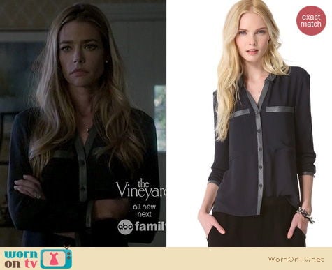 Twisted Fashion: Helmut Lang Soft Shroud Button Blouse worn by Denise Richards