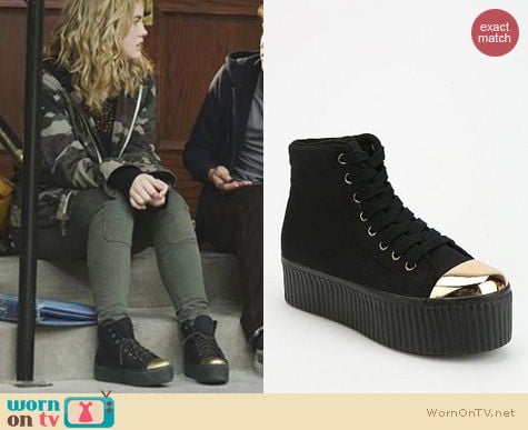 Twisted Fashion: Jeffrey Campbell Hiya Capped flatform sneakers worn by Maddie Hasson