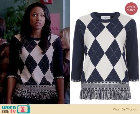 Twisted Fashion: Topshop argyle tassel sweater by J. W Anderson worn by Kylie Bunbury