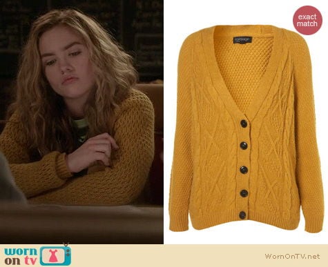 Twisted Fashion: Topshop knitted tweedy boyfriend cardigan worn by Maddie Hasson