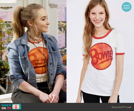 Urban Outfitters Music Series Ringer Tee in Bowie worn by Maya Hart (Sabrina Carpenter) on Girl Meets World