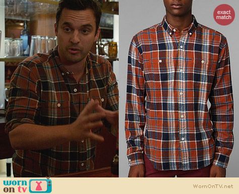 Urban Outfitters Stapleford Banger Plaid Button-Down Flannel Shirt worn by Jake Johnson on New Girl