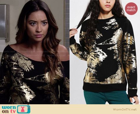 Urban Outfitters Silence + Noise Scenic Foil Sweatshirt worn by Shay Mitchell on PLL