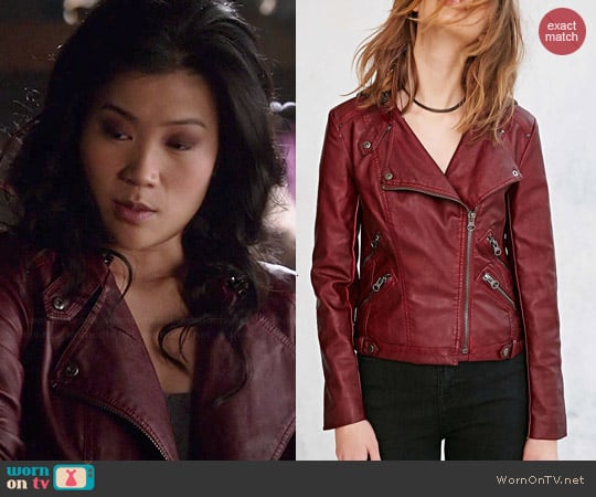 Silence + Noise Vegan Leather + Fleece Moto Jacket worn by Happy Quinn on Scorpion