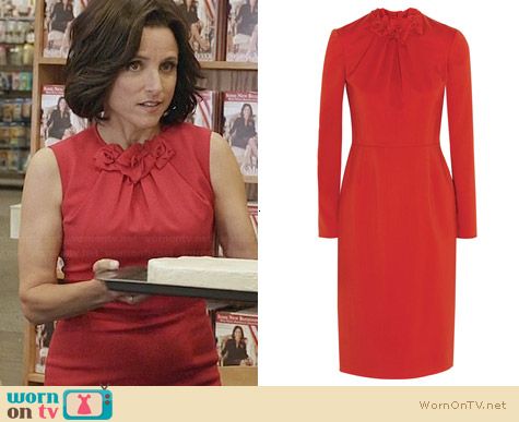 Valentino Red Rose Detailed Dress worn by Julia Louis-Dreyfus on Veep