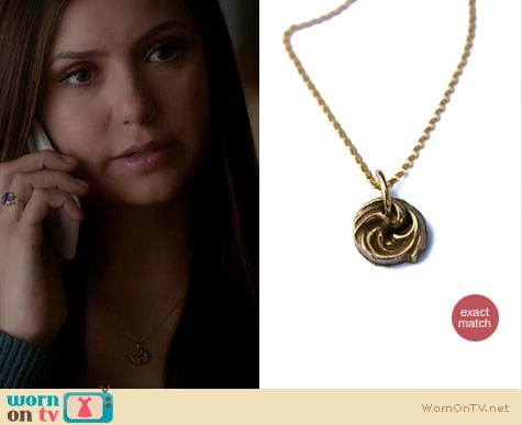 Vampire Diaries Fashion: TagYoureItJewelry on Etsy bronze necklace worn by Nina Dobrev