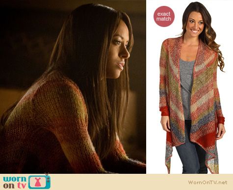 The Vampire Diaries Fashion: Lucky Brand chevron stripe wrap worn by Kat Graham