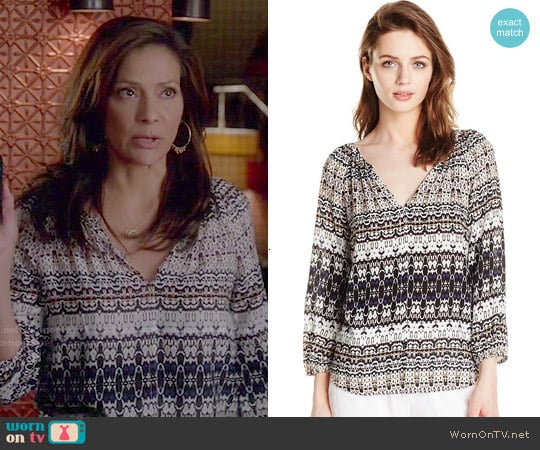 Velvet by Graham & Spencer Bengal Print Blouse worn by Regina Vasquez (Constance Marie) on Switched at Birth