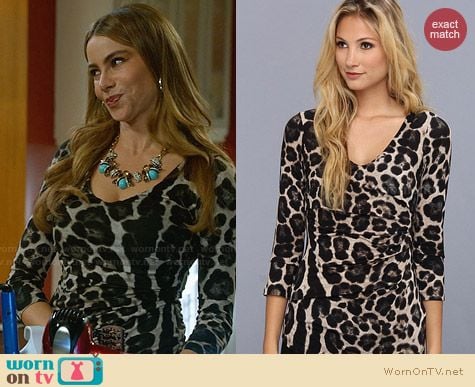 Velvet by Graham & Spencer Bubbles Leopard Print Top worn by Sofia Vergara on Modern Family