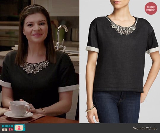 Velvet by Graham & Spencer Jewel Neck Sweatshirt worn by Casey Wilson on Marry Me