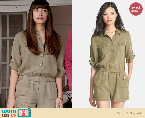 Velvet Heart Erin Roll Sleeve Romper worn by Hannah Simone on New Girl