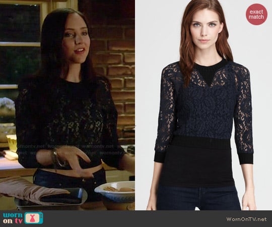 Vena Cava 'Mirabella' Lace Sweatshirt Top worn by Brenna Carver (Haley Ramm) on Chasing Life