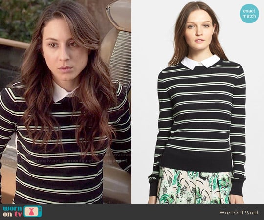 Veronica Beard Collared Button Back Stripe Sweater worn by Spencer Hastings (Troian Bellisario) on Pretty Little Liars