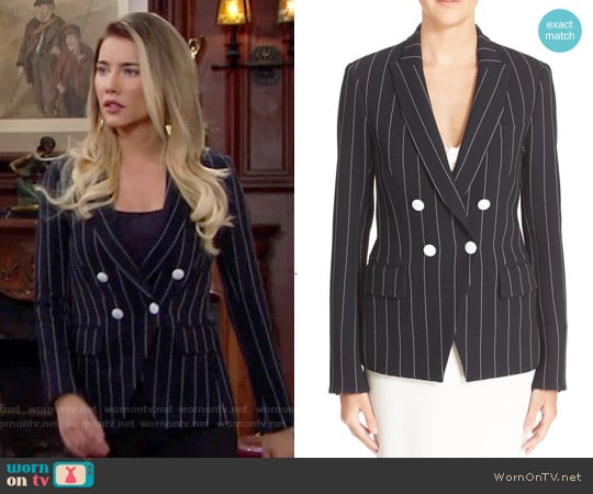 Veronica Beard Daytona Pinstripe Blazer worn by Steffy Forrester (Jacqueline MacInnes Wood) on The Bold and the Beautiful