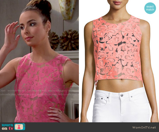 Veronica Beard Embroidered Organza Top worn by Ivy Forrester (Ashleigh Brewer) on The Bold and the Beautiful