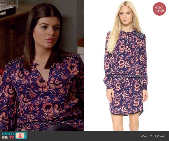 Veronica Beard Floral Batik Keyhole Shirtdress worn by Casey Wilson on Marry Me