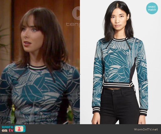 Veronica Beard Palm Jacquard Jersey Sweater worn by Ivy Forrester (Ashleigh Brewer) on The Bold and the Beautiful