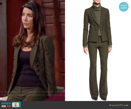 Veronica Beard Sarin Jacket and Hibiscus Pants worn by Steffy Forrester (Jacqueline MacInnes Wood) on The Bold and the Beautiful