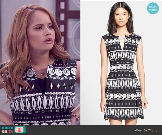 Veronica Beard Woodblock Print Flouce Skirt Dress worn by Jessie Prescott (Debby Ryan) on Jessie