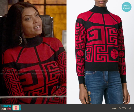 Versace '#greek' Sweater with Cutout Detail worn by Cookie Lyon (Taraji P. Henson) on Empire