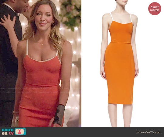 Victoria Beckham Crisscross-Back Belted-Strap Dress worn by Laurel Lance (Katie Cassidy) on Arrow