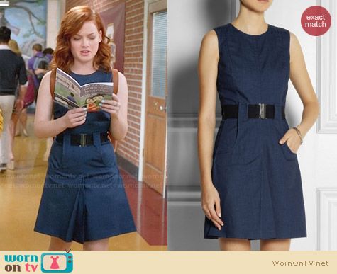 Victoria Beckham Belted Denim Dress worn by Jane Levy on Suburgatory