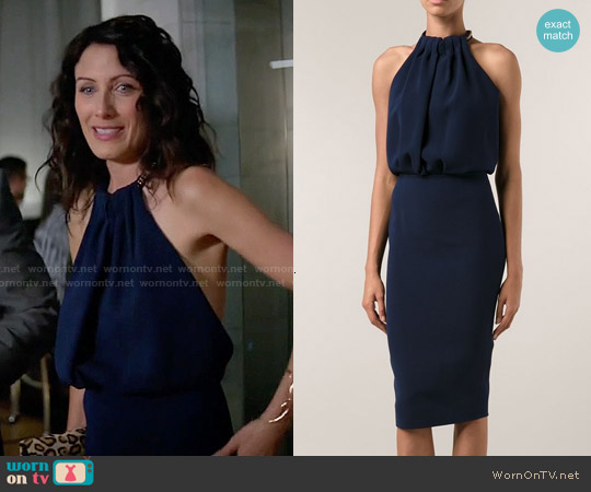 Victoria Beckham Chain Halter Dress worn by Abby McCarthy (Lisa Edelstein) on Girlfriends Guide to Divorce