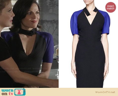 Victoria Beckham Contrast Sleeve V-Neck Dress worn by Lana Parilla on OUAT