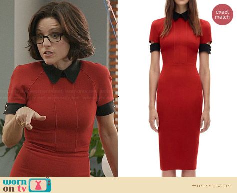 Victoria Beckham Red Fitted Polo Dress worn by Julia Louis Dreyfus on Veep