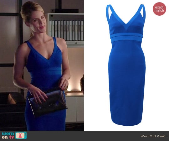 Victoria Beckham Vneck Cami Fitted Dress worn by Emily Bett Rickards on Arrow