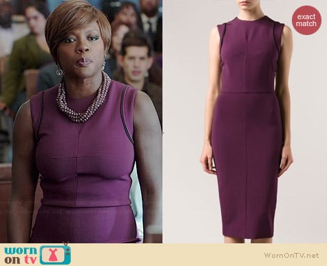 Victoria Beckham Purple Fitted Dress worn by Viola Davis on HTGAWM