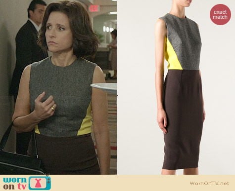 Victoria Beckham Tri Color Dress worn by Julia Louis Dreyfus on Veep