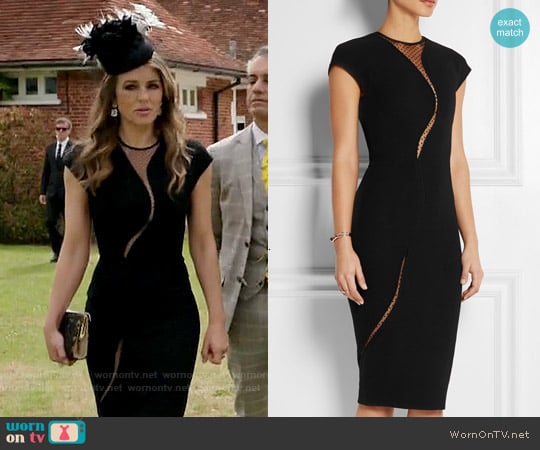 Victoria Beckham Tulle-paneled Silk and Wool-blend Dress worn by Queen Helena (Elizabeth Hurley) on The Royals