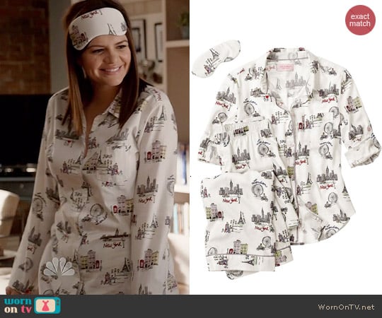 Victoria's Secret Dreamer Flannel Pajamas in City Girl worn by Casey Wilson on Marry Me