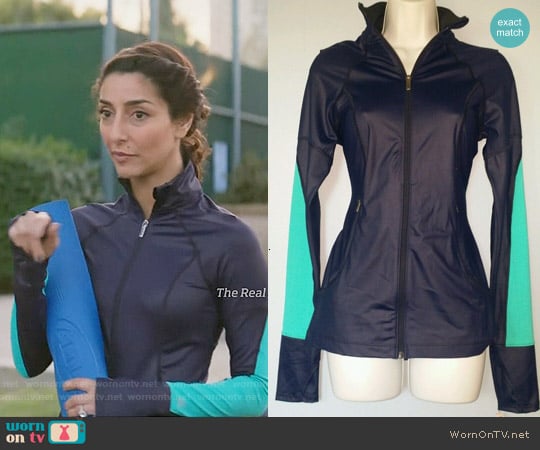 Victoria's Secret Knockout Jacket in Navy and Teal worn by Delia (Necar Zadegan) on Girlfriends Guide to Divorce