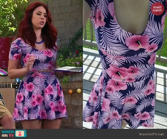 Victoria's Secret Tropical Print Crop Top and Skater Skirt worn by Jillian Rose Reed on Awkward