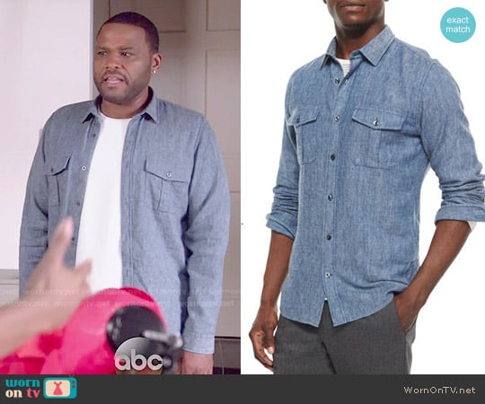 Vince Brushed Twill Long-Sleeve Denim Shirt worn by Andre Johnson (Anthony Anderson) on Black-ish