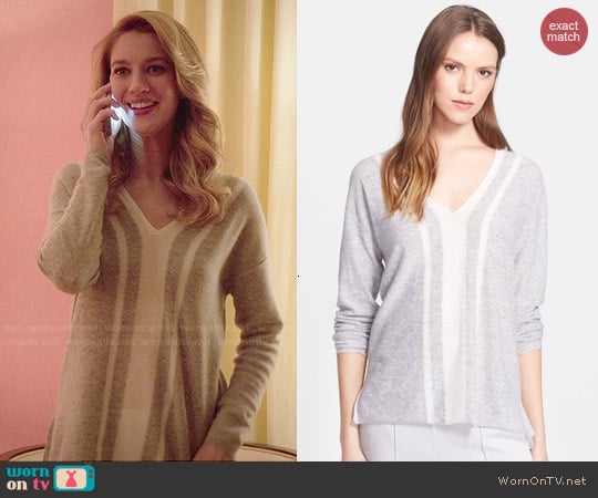 Vince Colorblock V-Neck Sweater worn by Petra Solano (Yael Grobglas) on Jane the Virgin