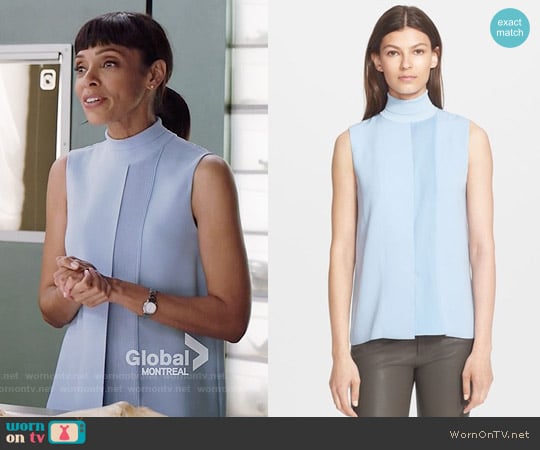 Vince Laser Cut Sleeveless Turtleneck Top worn by Camille Saroyan (Tamara Taylor) on Bones