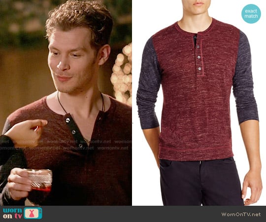 Vince Wool-Linen Jaspe Henley in Cardovan worn by Klaus Mikaelson (Joseph Morgan) on The Originals