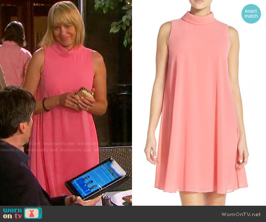 Vince Camuto Mock Neck Chiffon Trapeze Dress worn by Nicole Walker (Arianne Zucker) on Days of our Lives