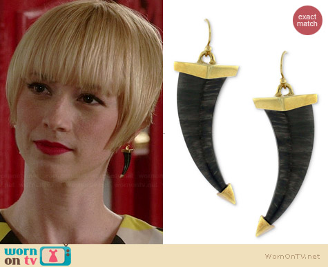 Vince Camuto Gold-Tone and Jet Horn Earrings worn by Karine Vanasse on Revenge