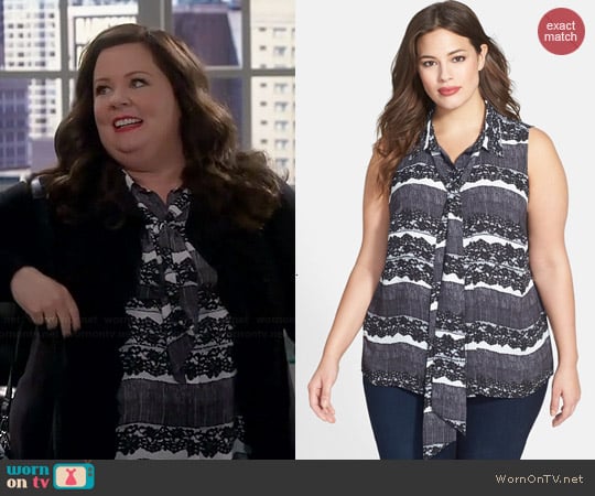 Vince Camuto Neck Tie Blouse worn by Melissa McCarthy on Mike & Molly