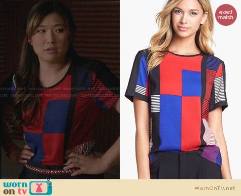 Vince Camuto Patchwork Top worn by Jenna Ushkowitz on Glee