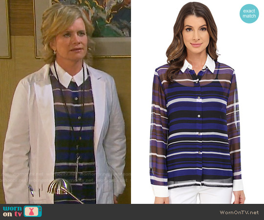 Vince Camuto Zen Stripe Blouse worn by Kayla Brady (Mary Beth Evans) on Days of our Lives