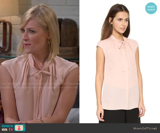 Vince Cap Sleeve Tie Blouse worn by Caroline Channing (Beth Behrs) on 2 Broke Girls