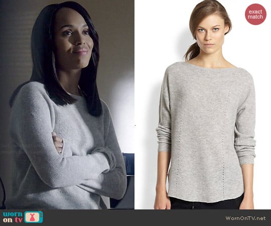 Vince Ribbed Cashmere Relaxed Boatneck Sweater worn by Olivia Pope on Scandal worn by Olivia Pope (Kerry Washington) on Scandal