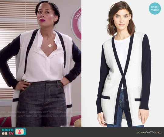 Vince Colorblock Cardigan worn by Rainbow Johnson (Tracee Ellis Ross) on Black-ish